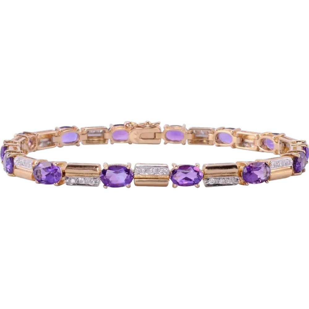 Oval Amethyst & Diamond Bracelet - image 1