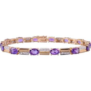 Oval Amethyst & Diamond Bracelet - image 1