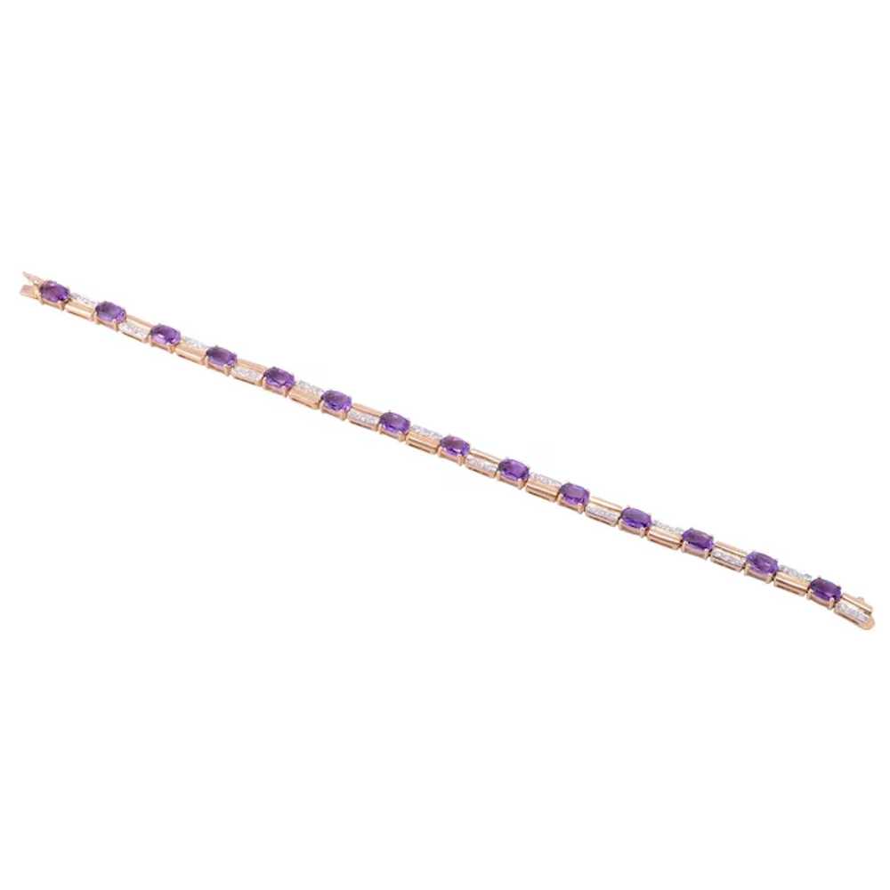 Oval Amethyst & Diamond Bracelet - image 2