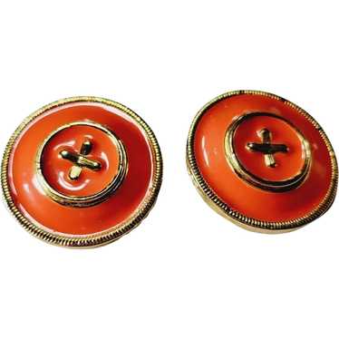 Vintage Enamel 80's Layered Button Earrings [A389]