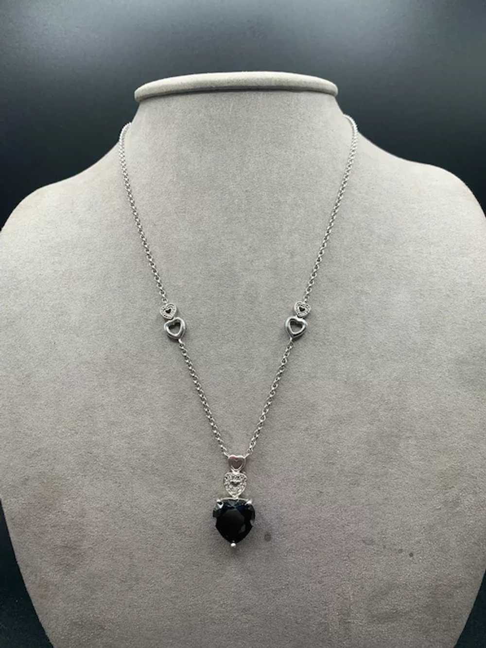 Hematite Heart Necklace Sterling Silver Chain Fac… - image 2