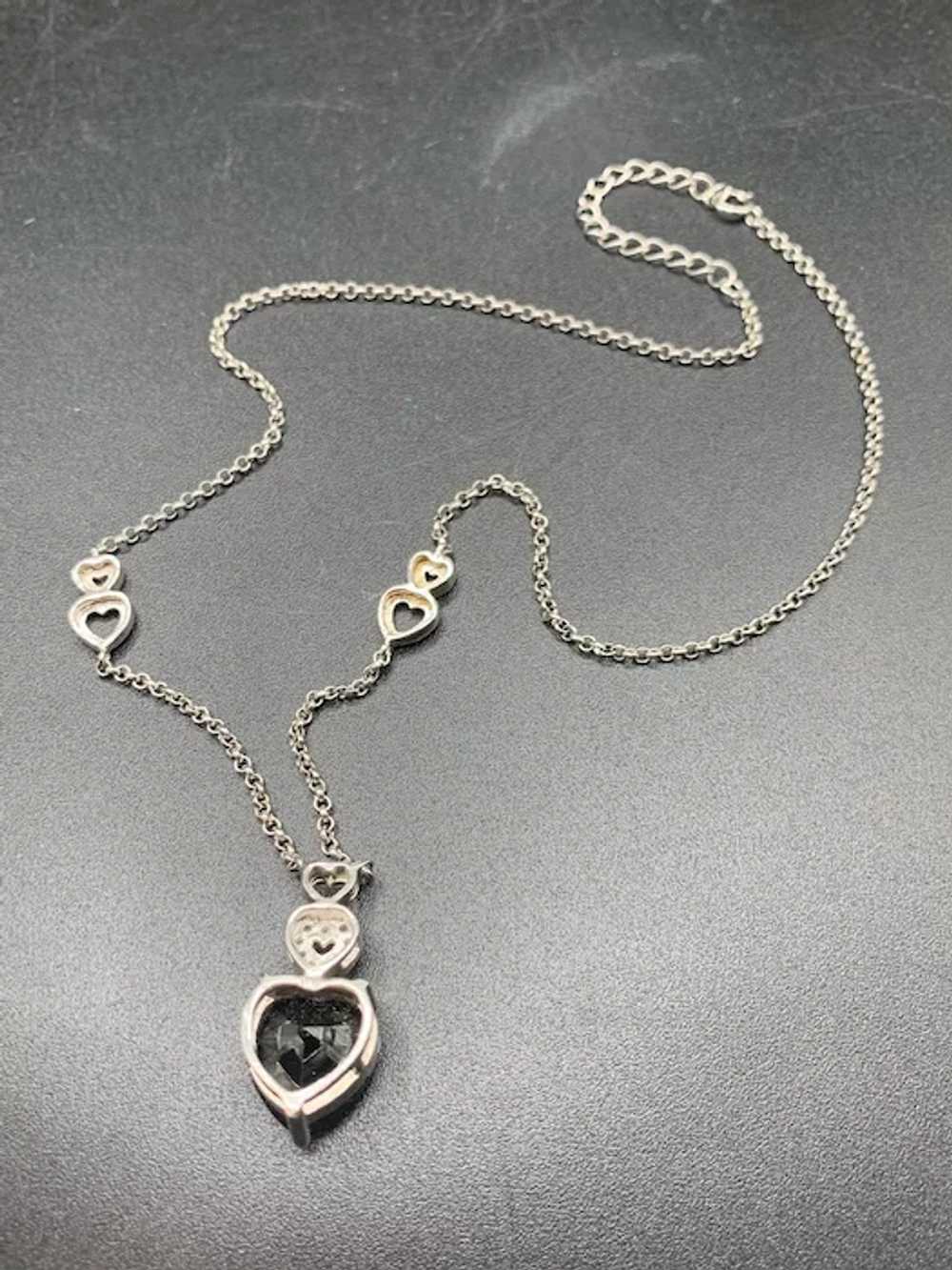 Hematite Heart Necklace Sterling Silver Chain Fac… - image 4