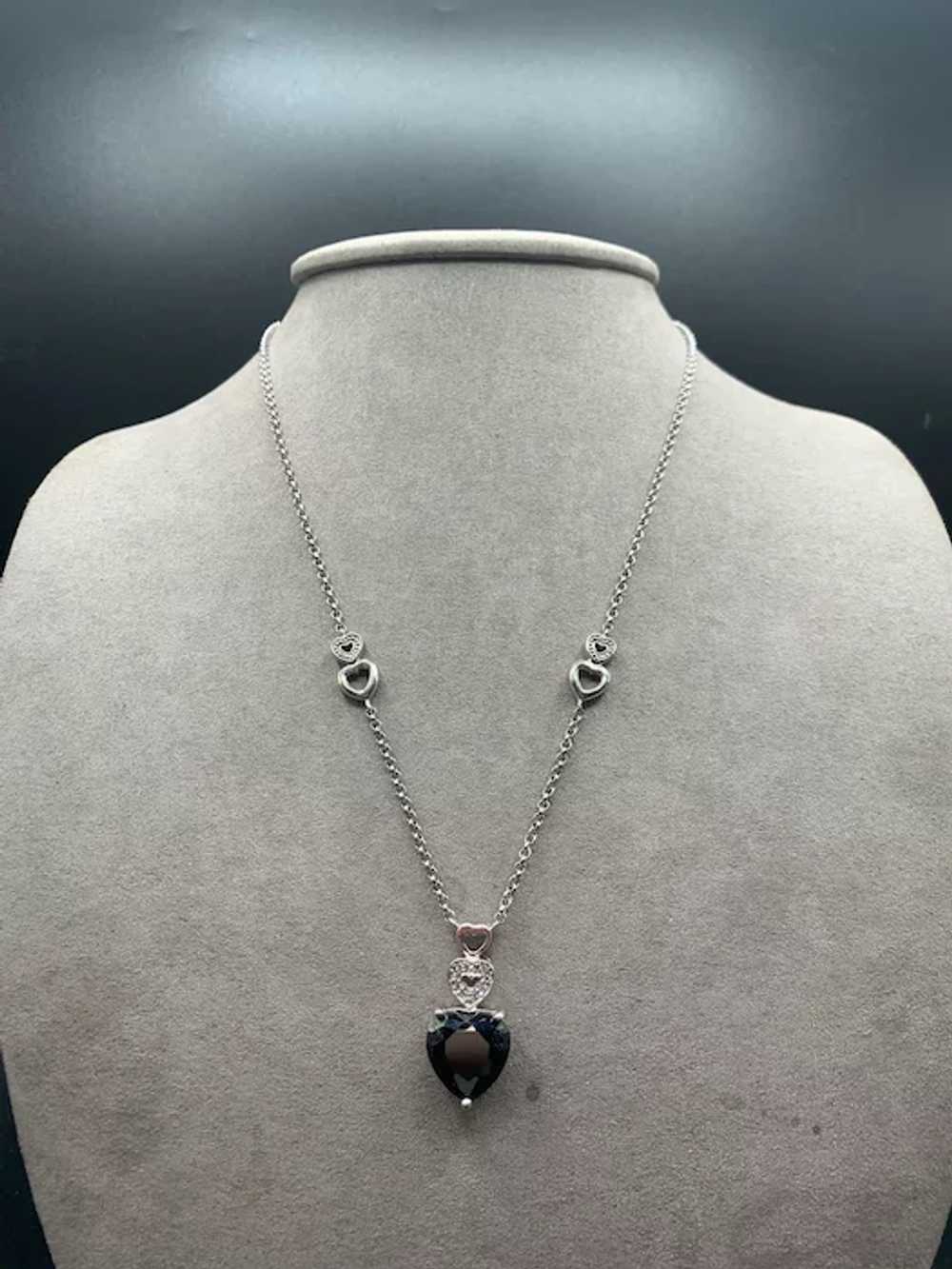 Hematite Heart Necklace Sterling Silver Chain Fac… - image 5