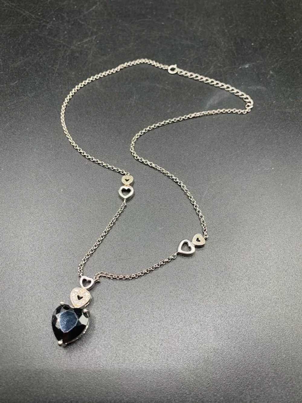 Hematite Heart Necklace Sterling Silver Chain Fac… - image 6