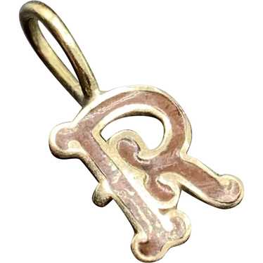 little 14K gold Monogram R initial Letter Charm wi