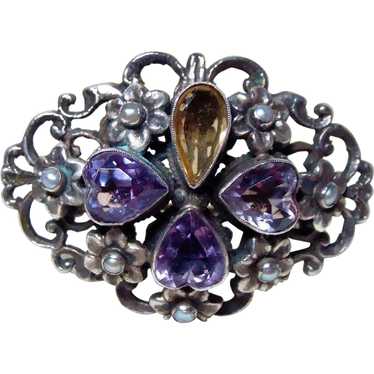 Zoltan White Amethyst and Citrine Brooch - image 1