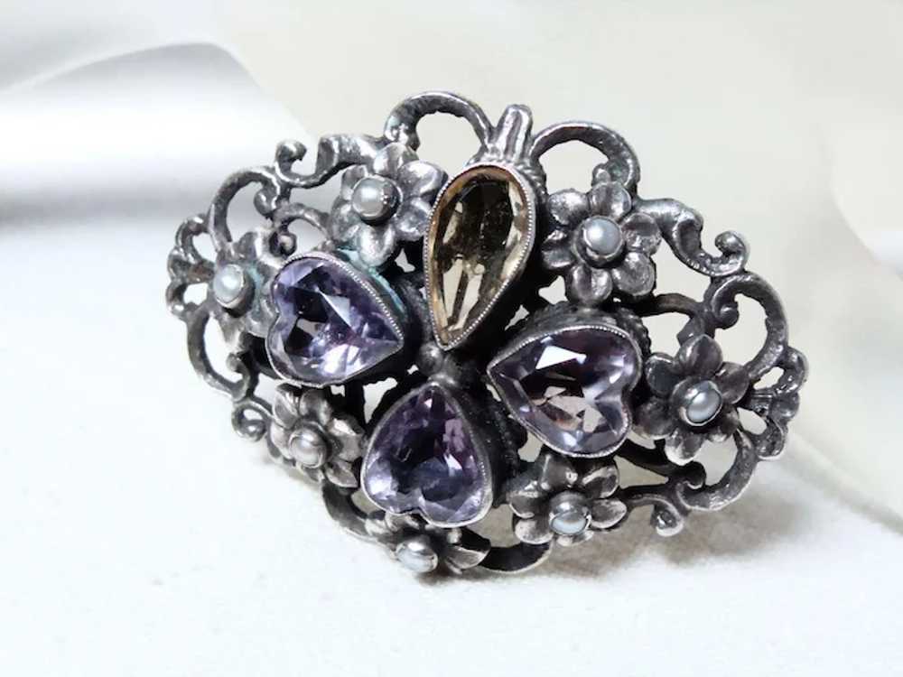 Zoltan White Amethyst and Citrine Brooch - image 2