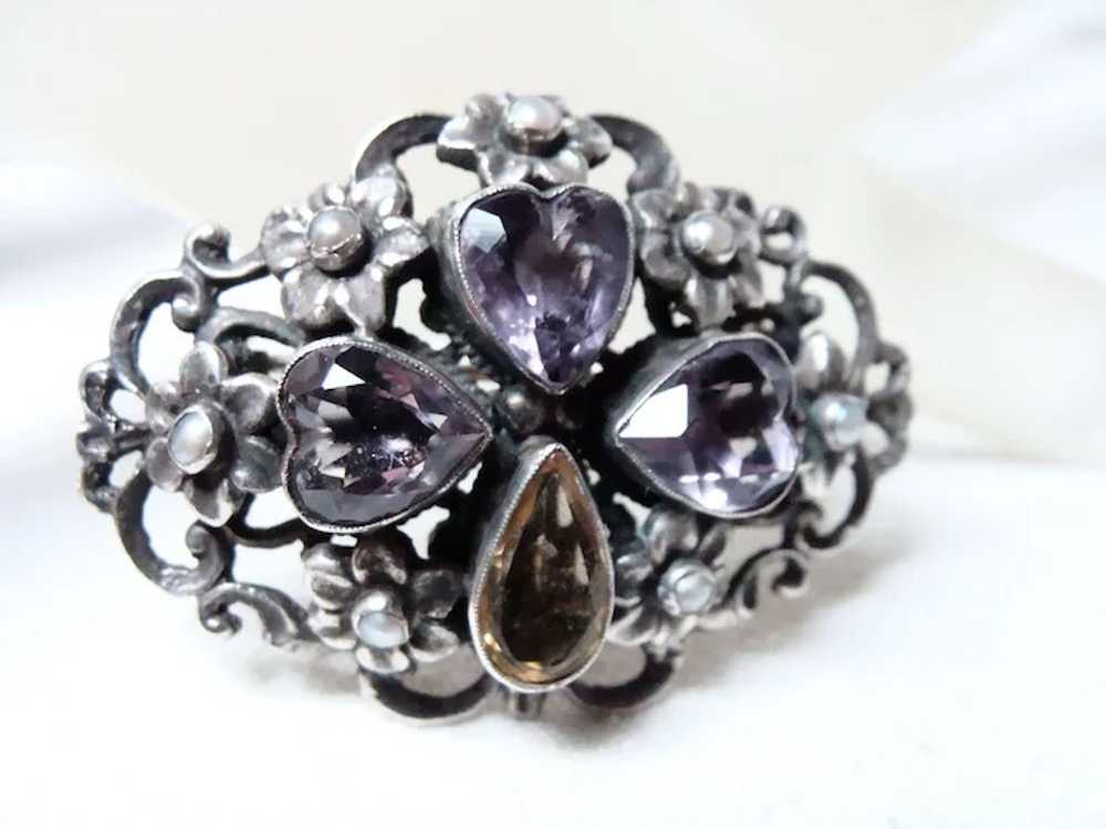 Zoltan White Amethyst and Citrine Brooch - image 3