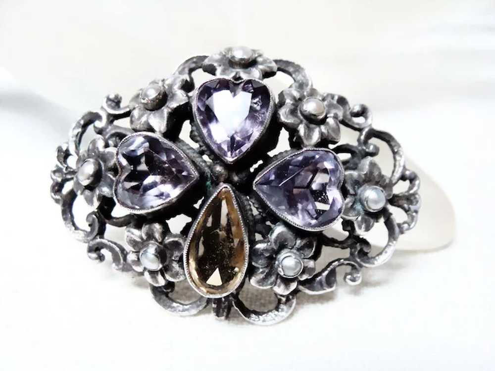 Zoltan White Amethyst and Citrine Brooch - image 4