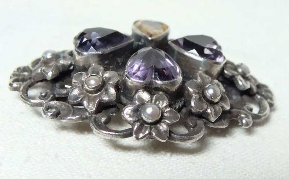 Zoltan White Amethyst and Citrine Brooch - image 6