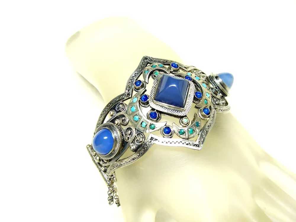 Large Vintage Blue Chalcedony Bracelet - image 3