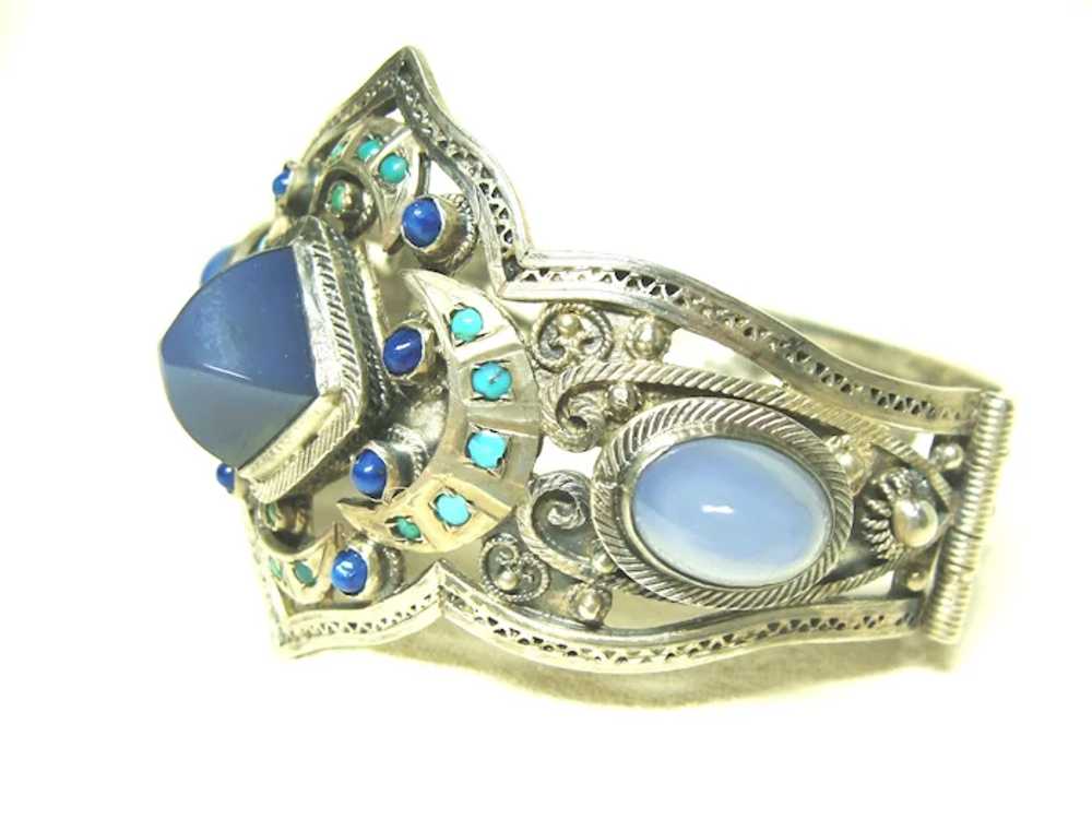 Large Vintage Blue Chalcedony Bracelet - image 5