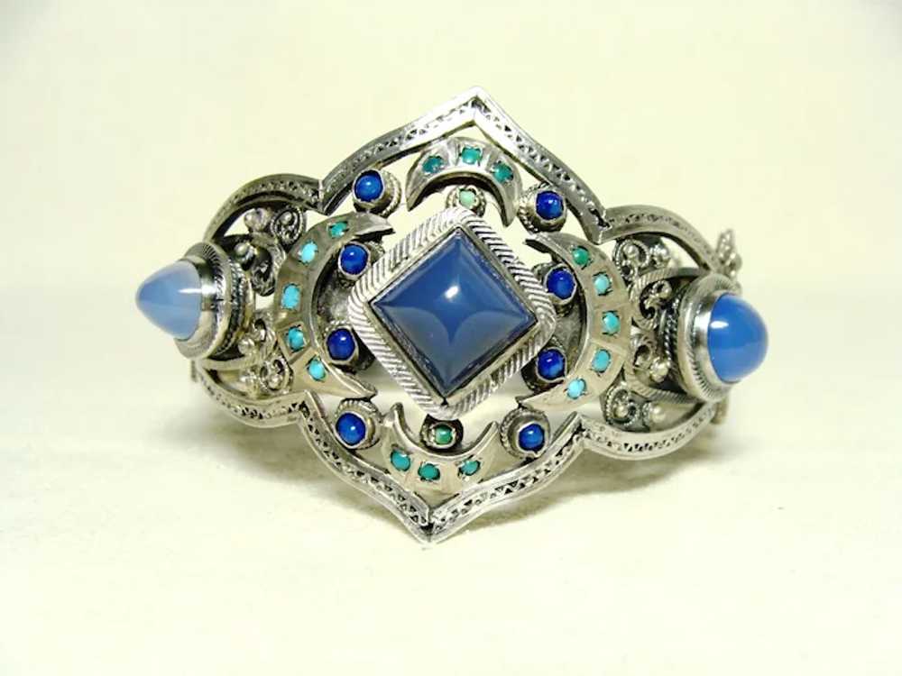 Large Vintage Blue Chalcedony Bracelet - image 6