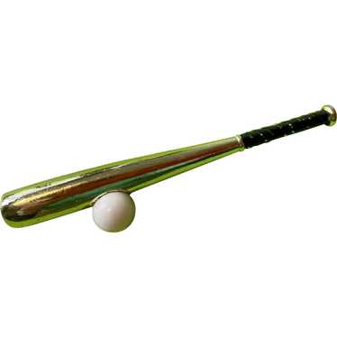 Large Vintage Baseball Pin - Golden Bat and Ball - image 1