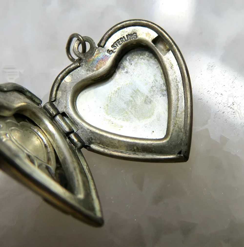 1940's Sterling Puffy Heart Locket - image 3