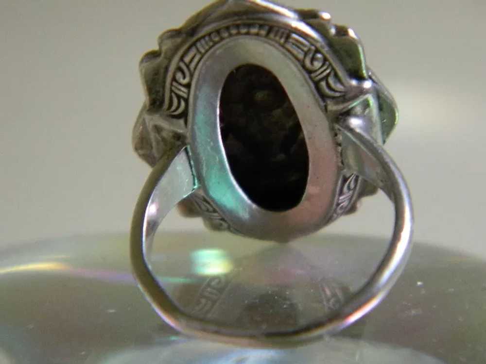 Art Deco, Uncas, Sterling Marcasite Ring, Size 4 - image 2