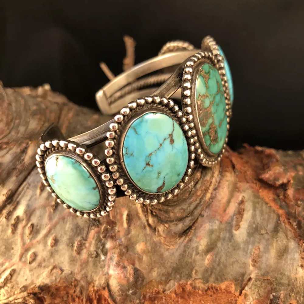 Native American Vintage Turquoise Silver Cuff-Bra… - image 4