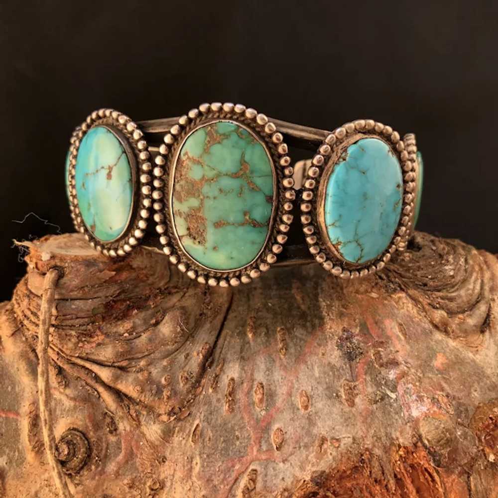 Native American Vintage Turquoise Silver Cuff-Bra… - image 6