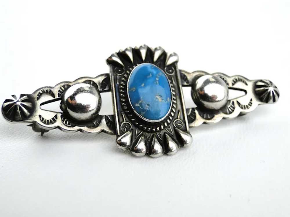 Native American Sterling Silver Bisbee Turquoise … - image 2