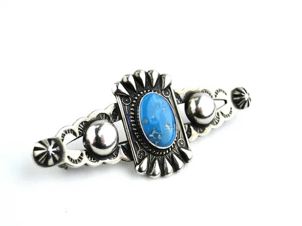 Native American Sterling Silver Bisbee Turquoise … - image 3