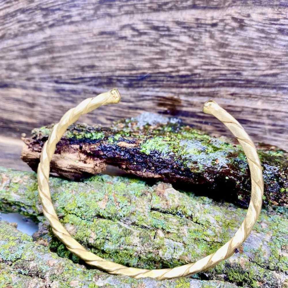 14k Yellow Gold Unisex Cable Bracelet Handcrafted - image 4