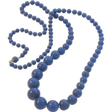 Long Strand of Lapis Glass Beads