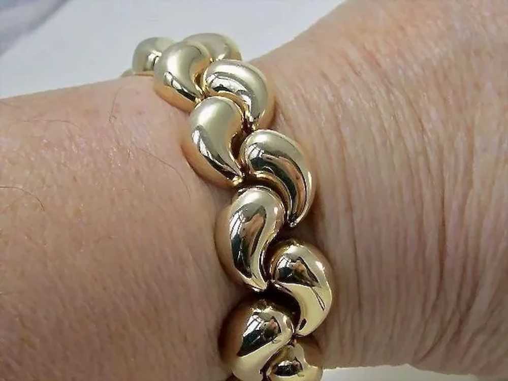 Vintage 1960's Heavy Gold Link Bracelet 14K - image 2