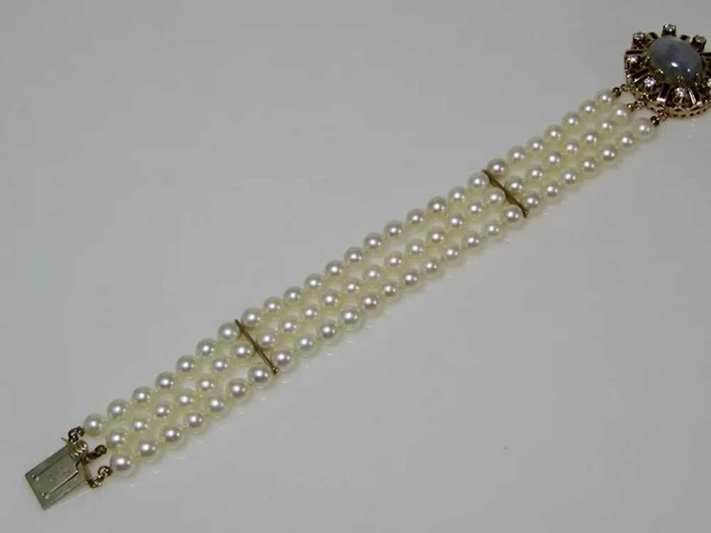 Vintage Estate 1950's Cultured Pearl Star Sapphir… - image 7