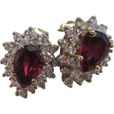 Estate Natural Rhodolite Garnet Cluster Diamond Ea