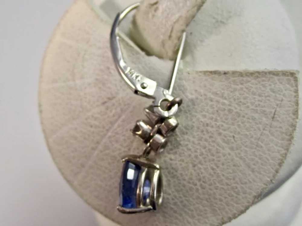 Art Deco Estate Natural Sapphire Diamond Drop Ear… - image 4