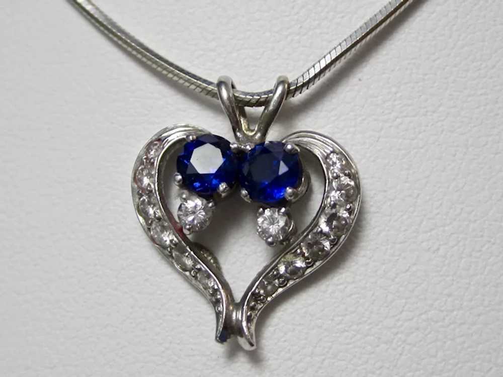 Vintage Estate Heart Shaped Sapphire Diamond Pend… - image 5