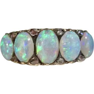 Antique Edwardian Opal & Diamond Ring 14K - image 1