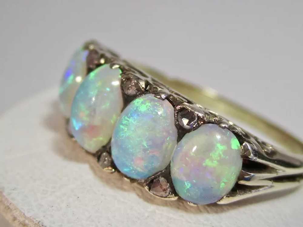 Antique Edwardian Opal & Diamond Ring 14K - image 2