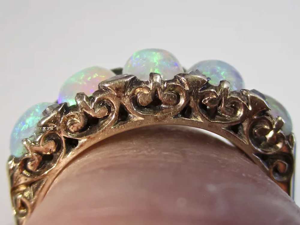 Antique Edwardian Opal & Diamond Ring 14K - image 3