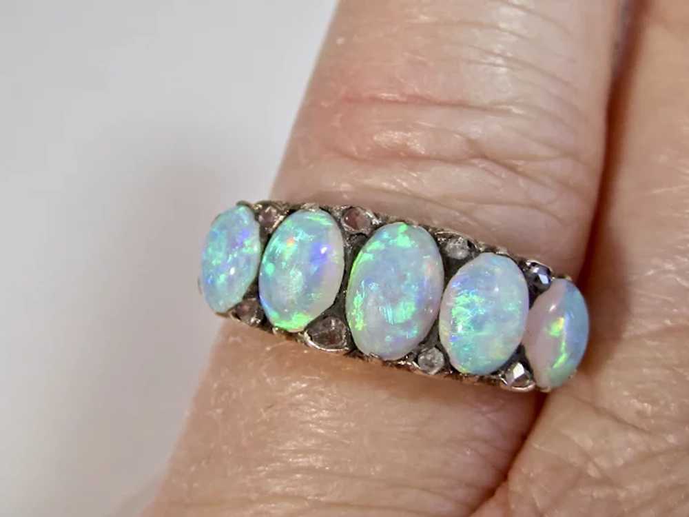 Antique Edwardian Opal & Diamond Ring 14K - image 4