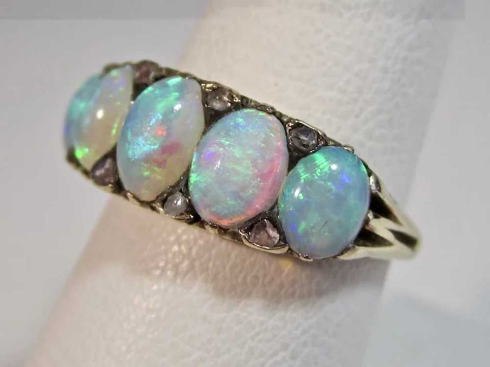 Antique Edwardian Opal & Diamond Ring 14K - image 6