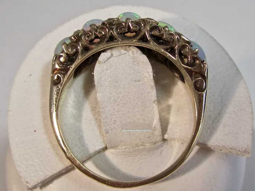 Antique Edwardian Opal & Diamond Ring 14K - image 7