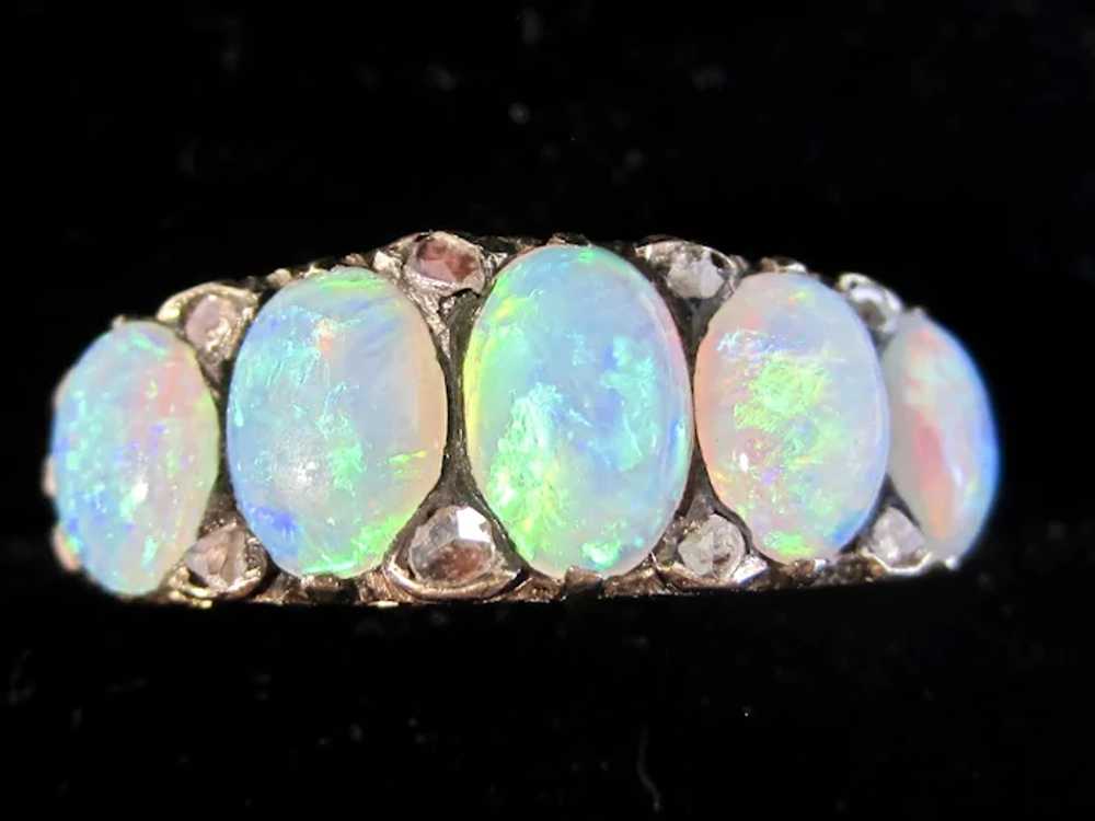 Antique Edwardian Opal & Diamond Ring 14K - image 8