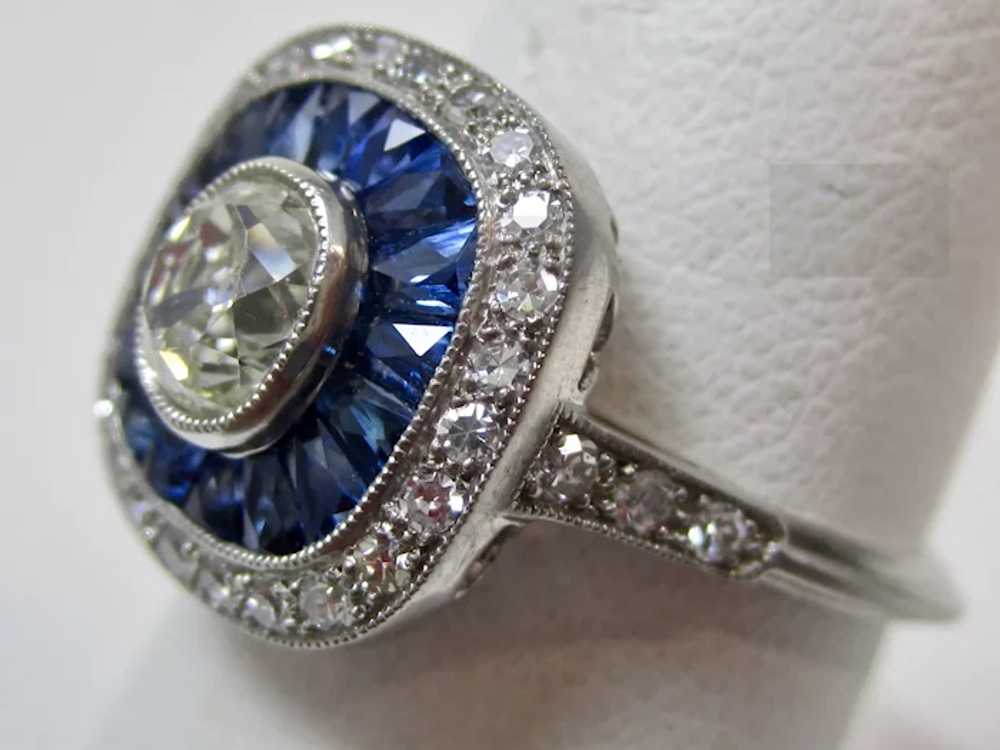 Vintage Estate French Art Deco Diamond & Sapphire… - image 2