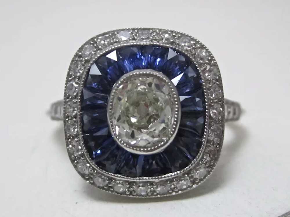 Vintage Estate French Art Deco Diamond & Sapphire… - image 3