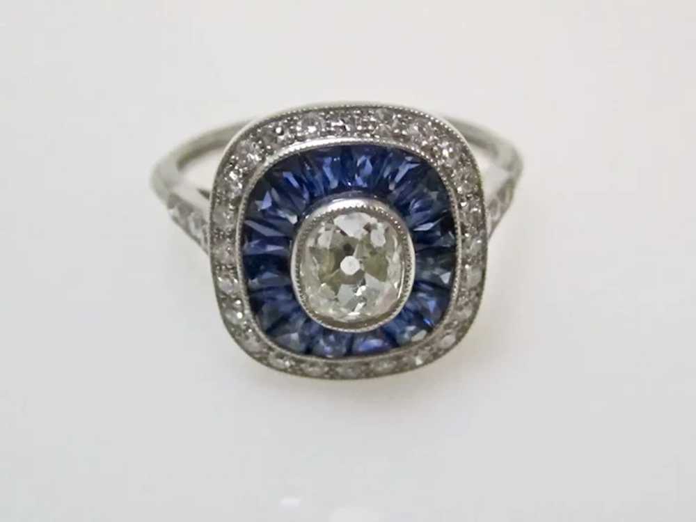 Vintage Estate French Art Deco Diamond & Sapphire… - image 5