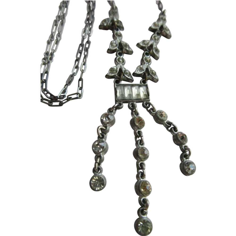 Vintage 20s 30s Deco Paste Lavaliere Necklace - image 1