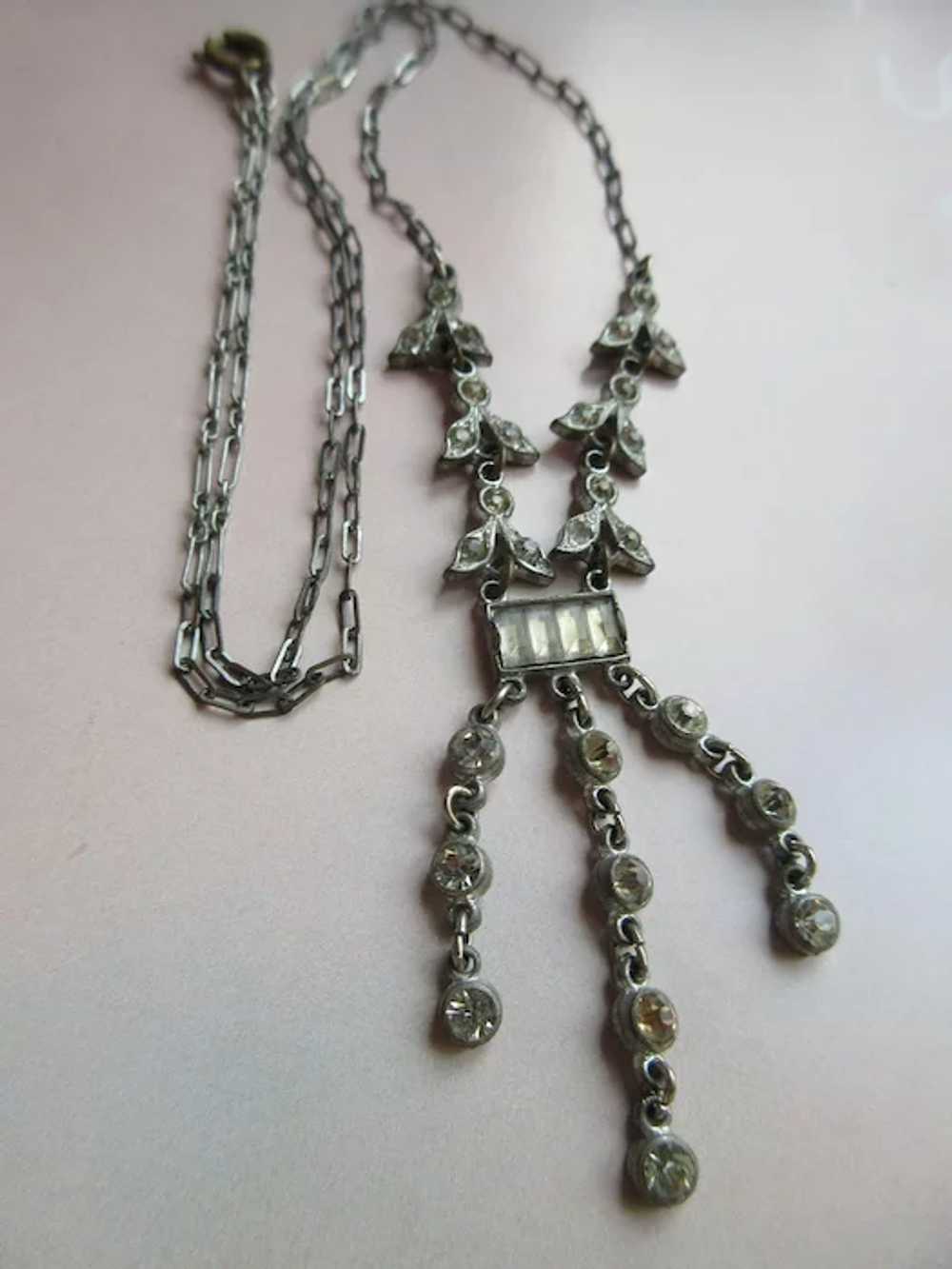 Vintage 20s 30s Deco Paste Lavaliere Necklace - image 3