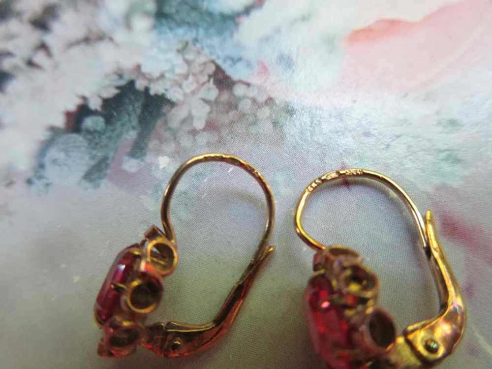 Older Vintage 10K Synthetic Stone Pierced Earrings - image 4