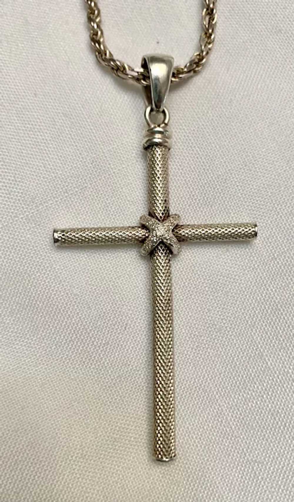Stunning Sterling Silver Cross with Sterling Chain - image 4