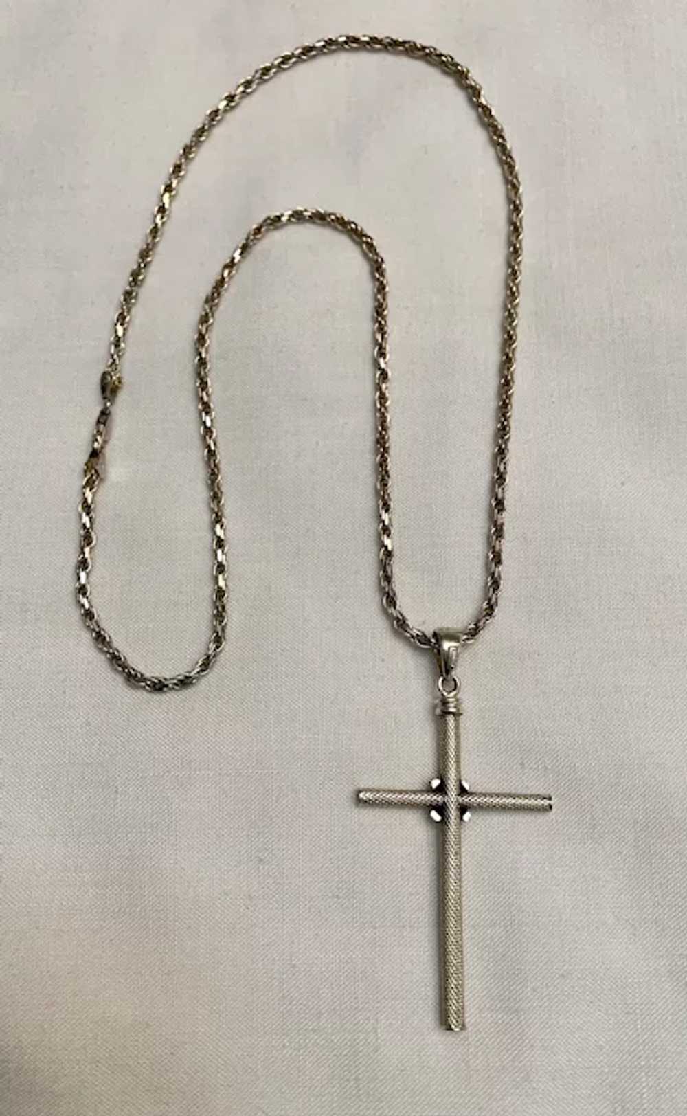 Stunning Sterling Silver Cross with Sterling Chain - image 5