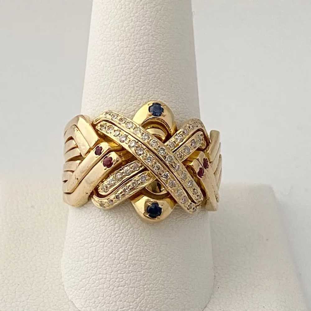 18 Karat Gold, Diamonds, Sapphires, Rubies, Puzzl… - image 3