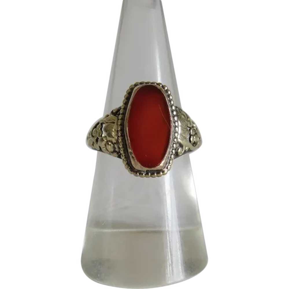 Antique Carnelian ring, 14 k yellow gold, 19th ce… - image 1