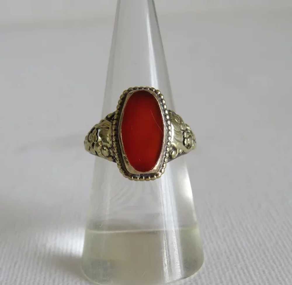 Antique Carnelian ring, 14 k yellow gold, 19th ce… - image 8
