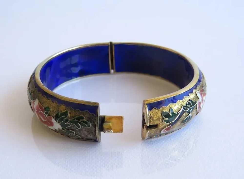 Antique Enamel flower bangle bracelet, ca. 1900 - image 4